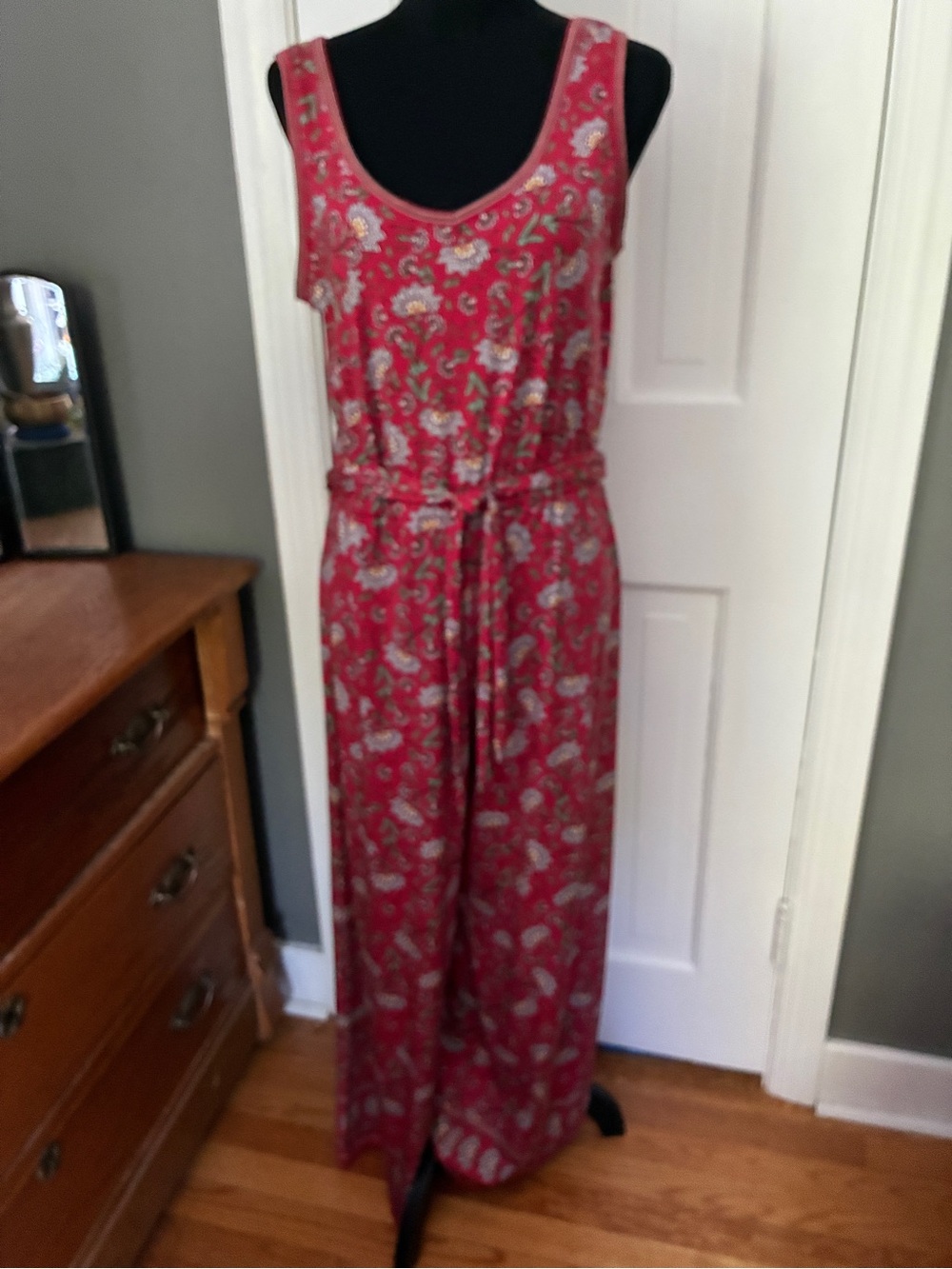 Max Studio Red Paisley Tank Jumpsuit